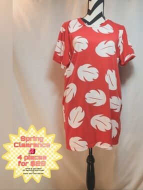 Disney Dress Red With White Leaves Cosplay Or Disneybounding Lilo & Stitch